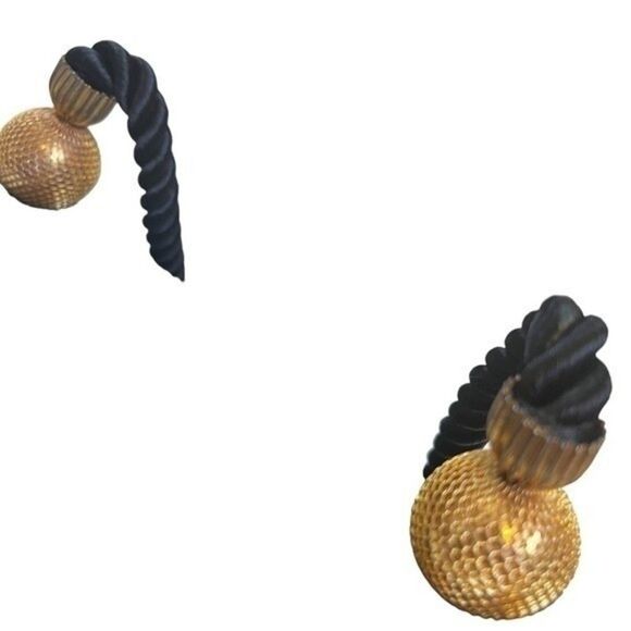 Women Evening Bag Black Gold Finish Design and Rope Straps Inside Flap Pocket - Picture 11 of 16